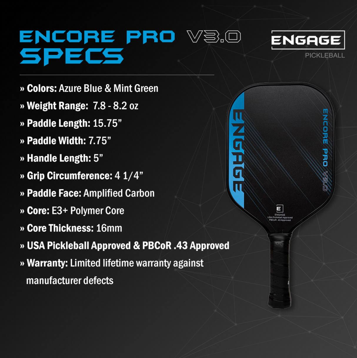 Encore Pro V3.0 Pickleball Paddle