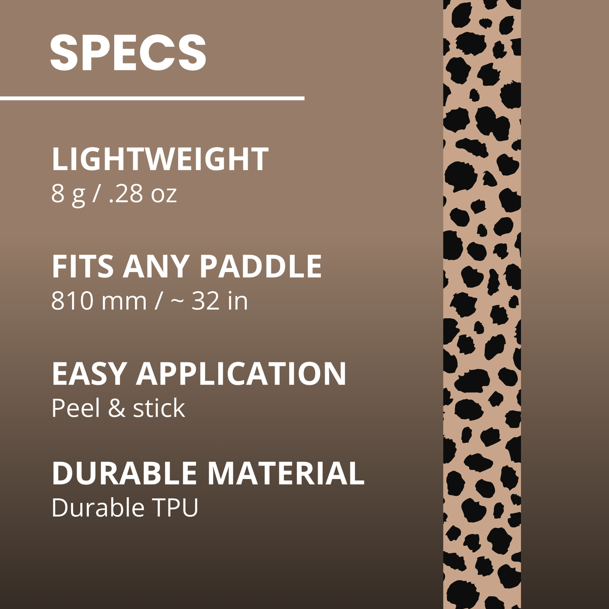Edgy Cheetah Print edge tape material, length and application details