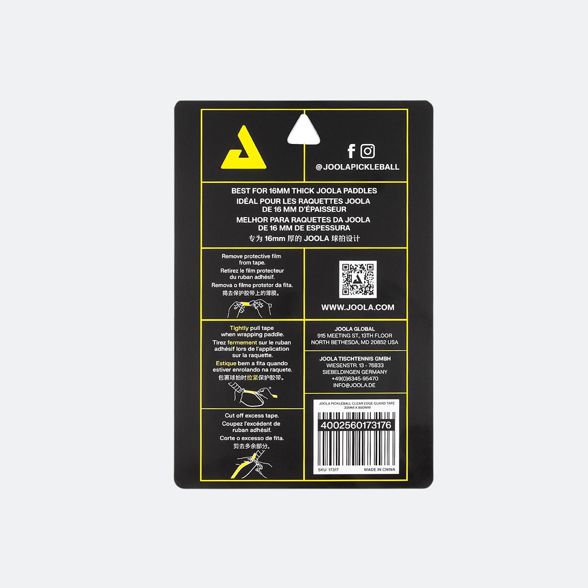JOOLA Pickleball Clear Edge Guard Tape - 30MM x 850MM