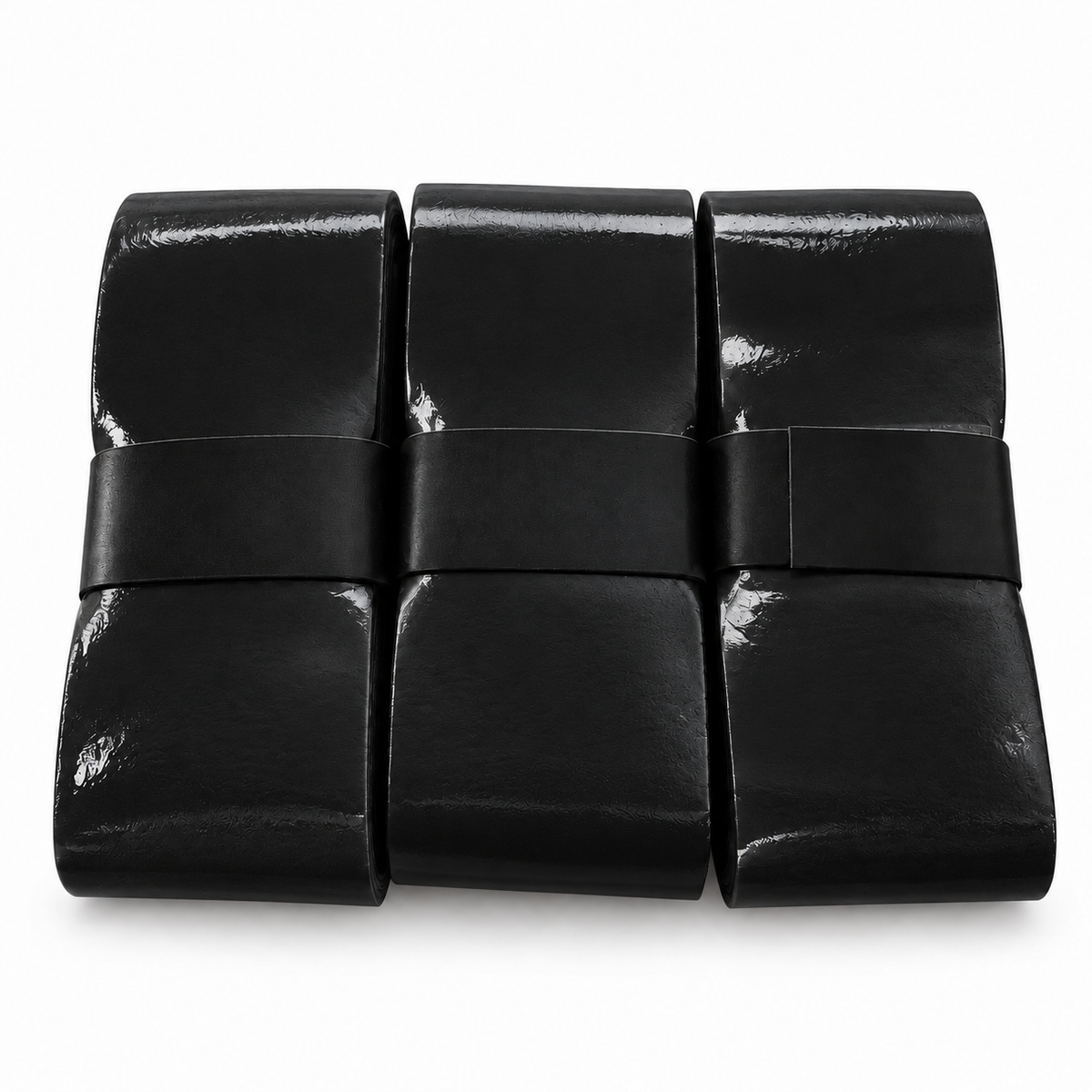 Three black WPS pickleball overgrips with plain black bands