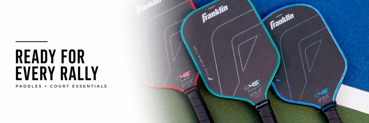 Franklin pickleball player using a Franklin paddle on court