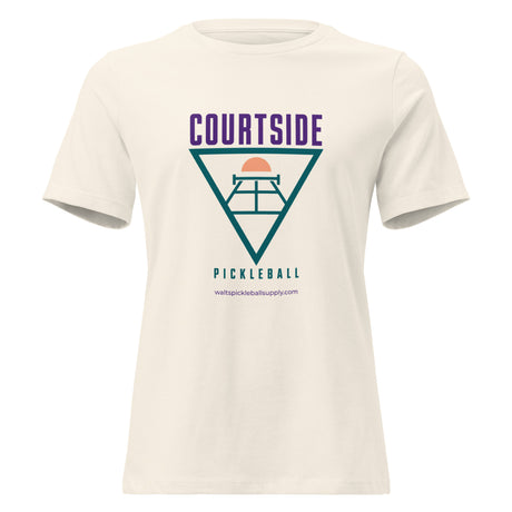 Full shirt view of Courtside Pickleball women’s tee in Natural