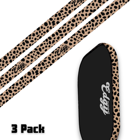 Edgy Cheetah Print pickleball paddle edge tape three-pack