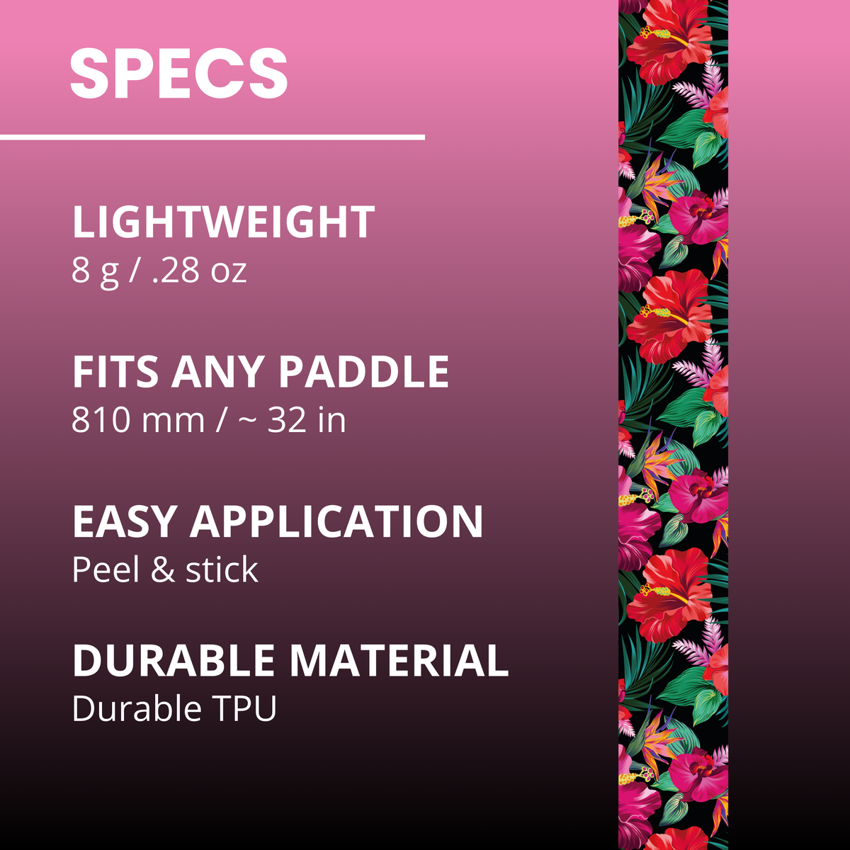 Edgy Realistic Floral edge tape material, length and application details
