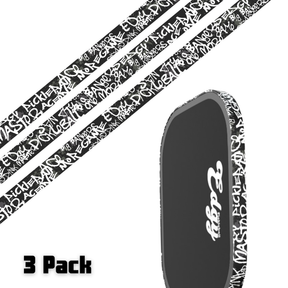 Edgy White Graffiti pickleball paddle edge tape three-pack