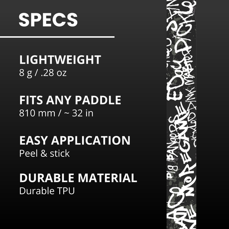Edgy White Graffiti edge tape material, length and application details