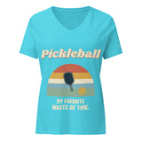 Full shirt view of Favorite Waste of Time women’s V-neck in Turquoise