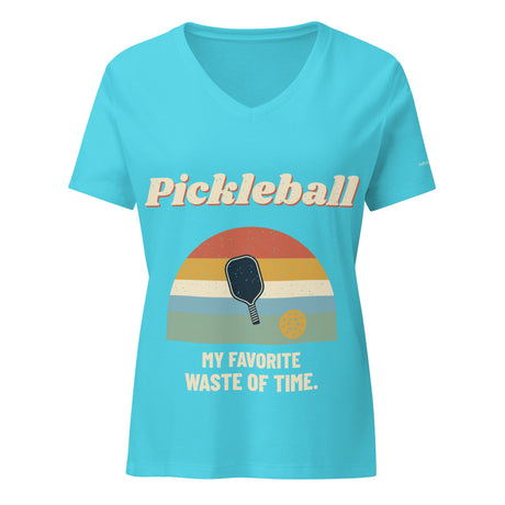 Full shirt view of Favorite Waste of Time women’s V-neck in Turquoise