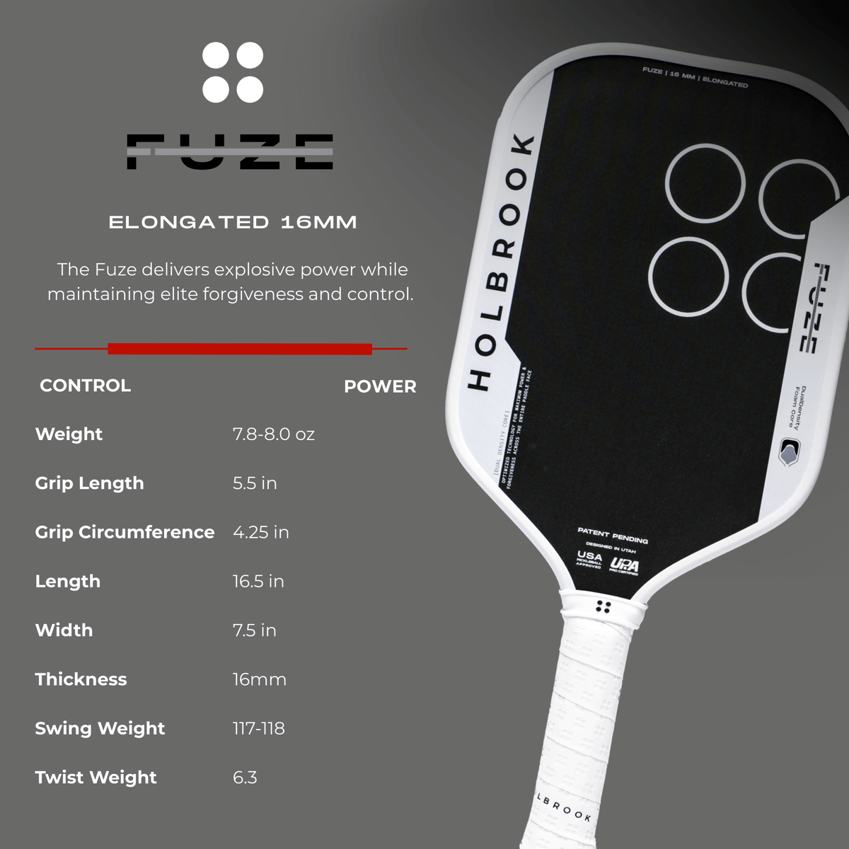 Holbrook Fuze 16mm Pickleball Paddle