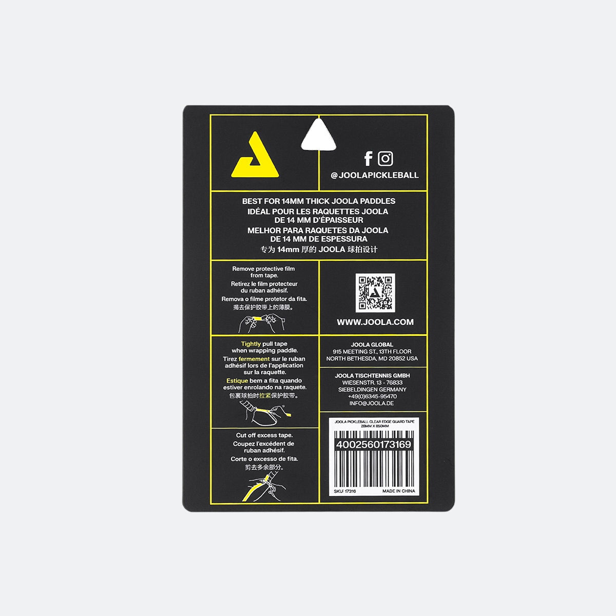 JOOLA Pickleball Clear Edge Guard Tape - 28MM x 850MM