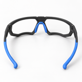Rear view of SafeOne AEGIS Phantom Black glasses showing blue nose pads
