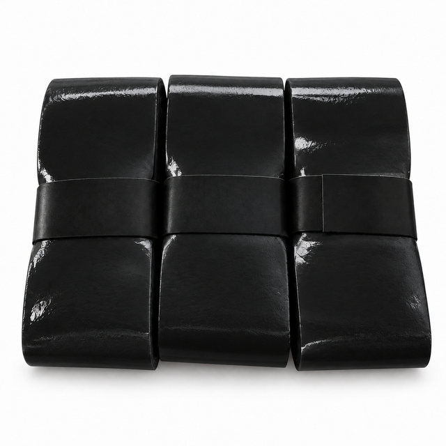 Three black WPS pickleball overgrips with plain black bands