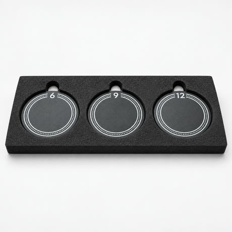 WPS weighted pickleball end caps marked 6g, 9g, and 12g in a foam holder